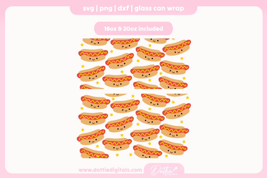Happy Hotdogs 16oz & 20oz Libbey Glass Can Bundle SVG PNG