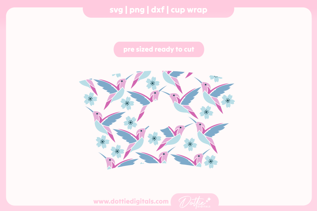 Hummingbirds Floral Bird 24oz Starbucks Cold Cup SVG PNG