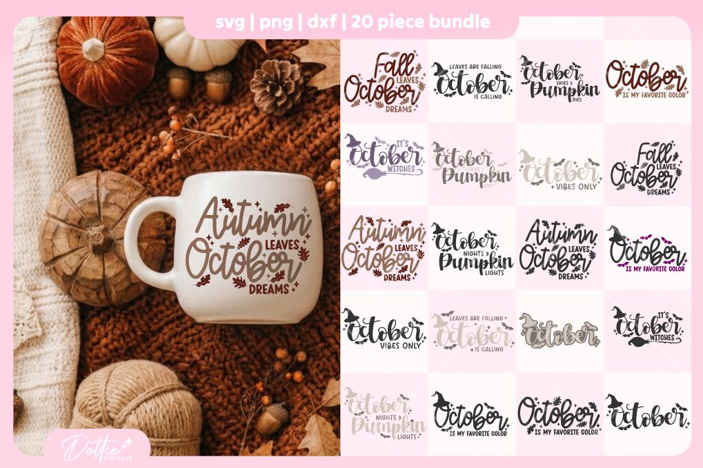 October Halloween Bundle 20 SVGs PNGs