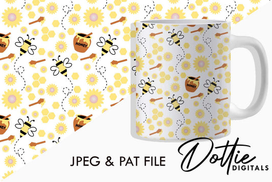 Honey Bee Repeat Seamless Pattern
