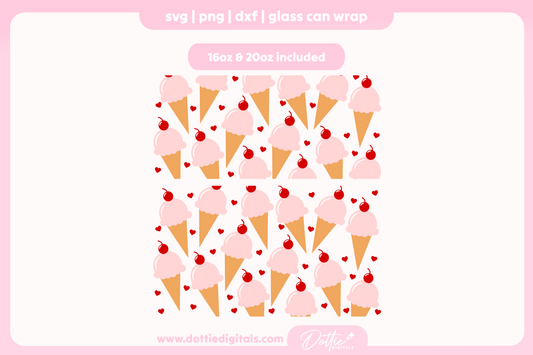 Ice Cream Cones 16oz & 20oz Libbey Glass Can Bundle SVG PNG