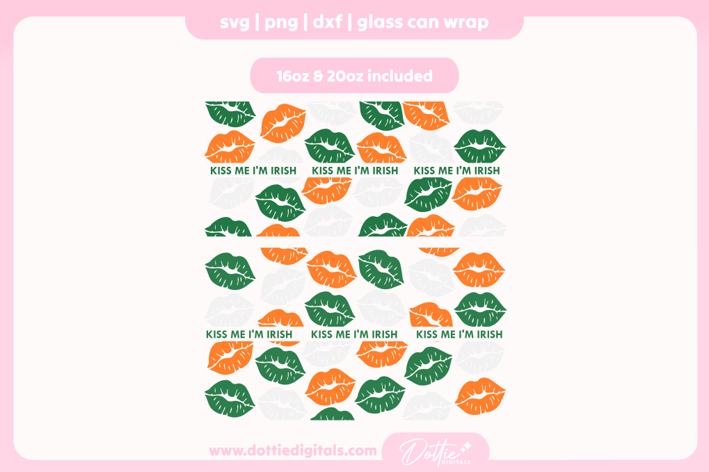 Irish Kisses 16oz & 20oz Libbey Glass Can Bundle SVG PNG