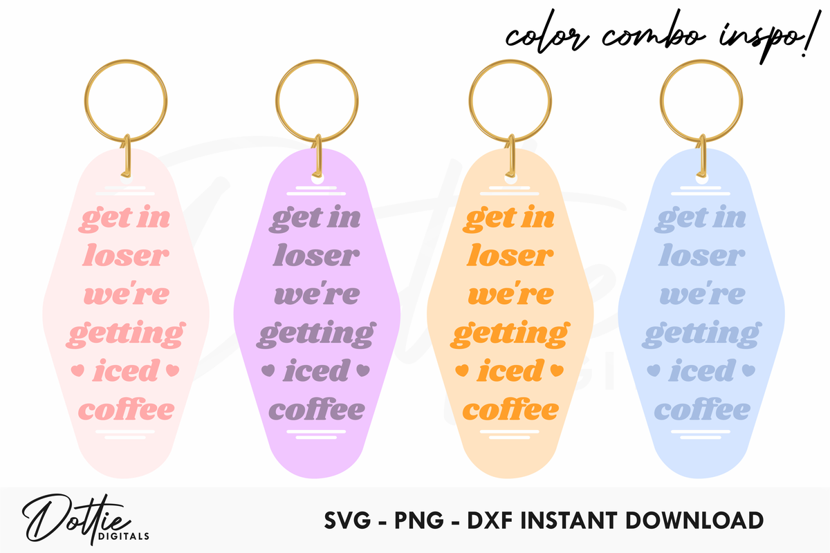 Iced Coffee Funny Quote Motel Keychain SVG PNG