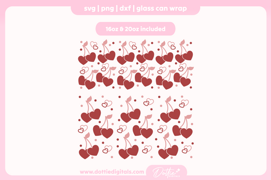 Love Cherries 16oz & 20oz Libbey Glass Can Bundle SVG PNG