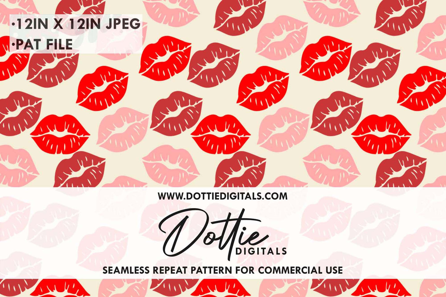 Lipstick Kisses Repeat Seamless Pattern