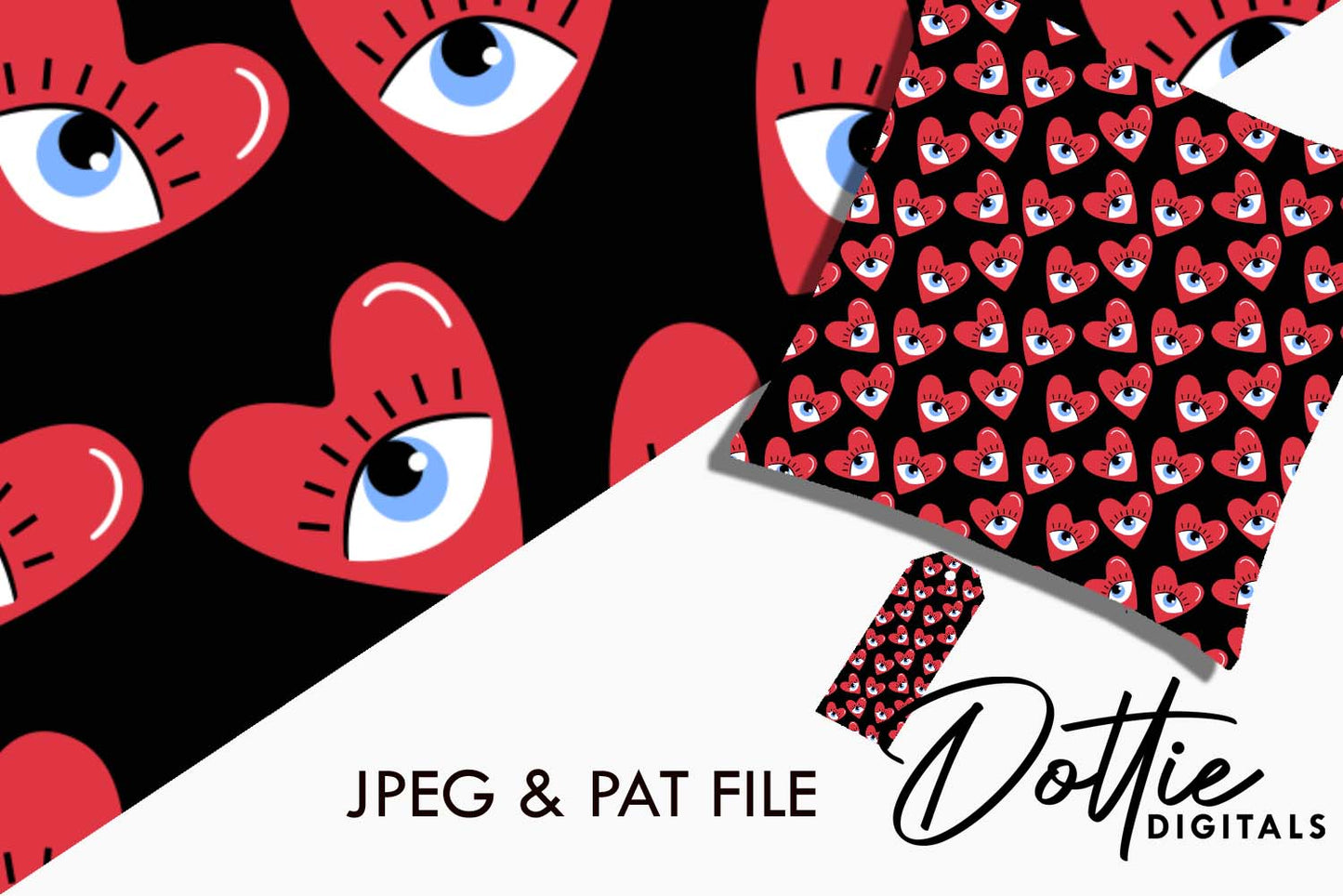 Loveheart Eyes Repeat Seamless Pattern