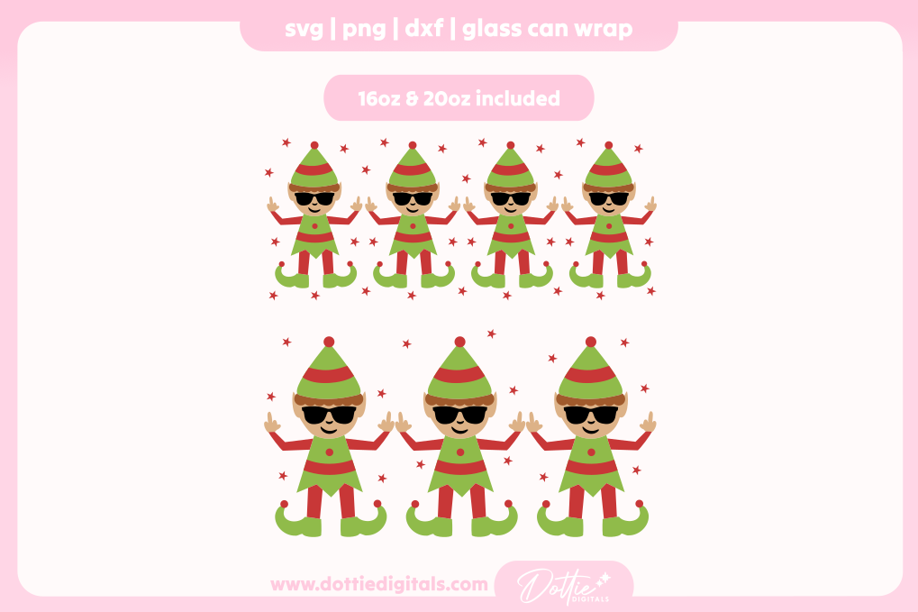 Naughty Elves 16oz & 20oz Libbey Glass Can Bundle SVG PNG