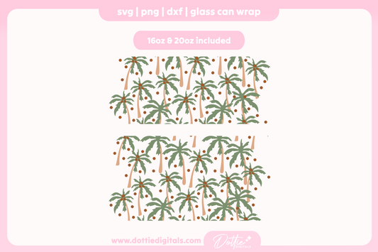 Palm Trees 16oz & 20oz Libbey Glass Can Bundle SVG PNG