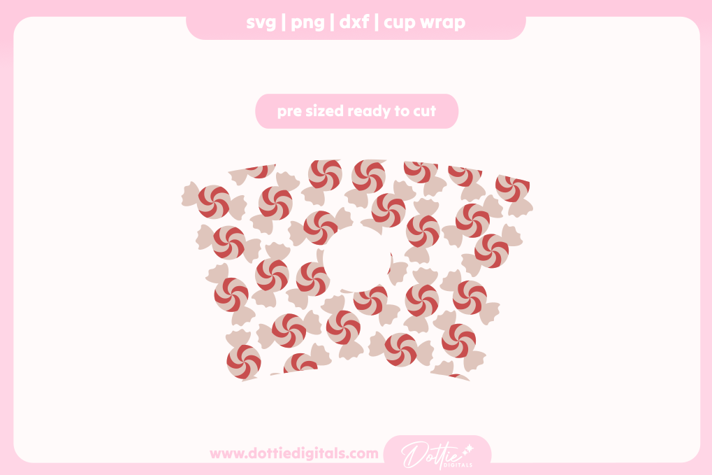 Peppermint Candy 24oz Starbucks Cold Cup SVG PNG