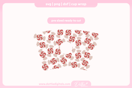Peppermint Candy 24oz Starbucks Cold Cup SVG PNG