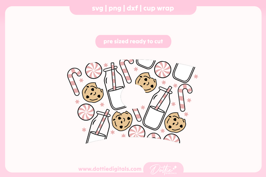Christmas Milk And Cookies Pink Design Festive Holiday 24oz Starbucks Cold Cup SVG PNG