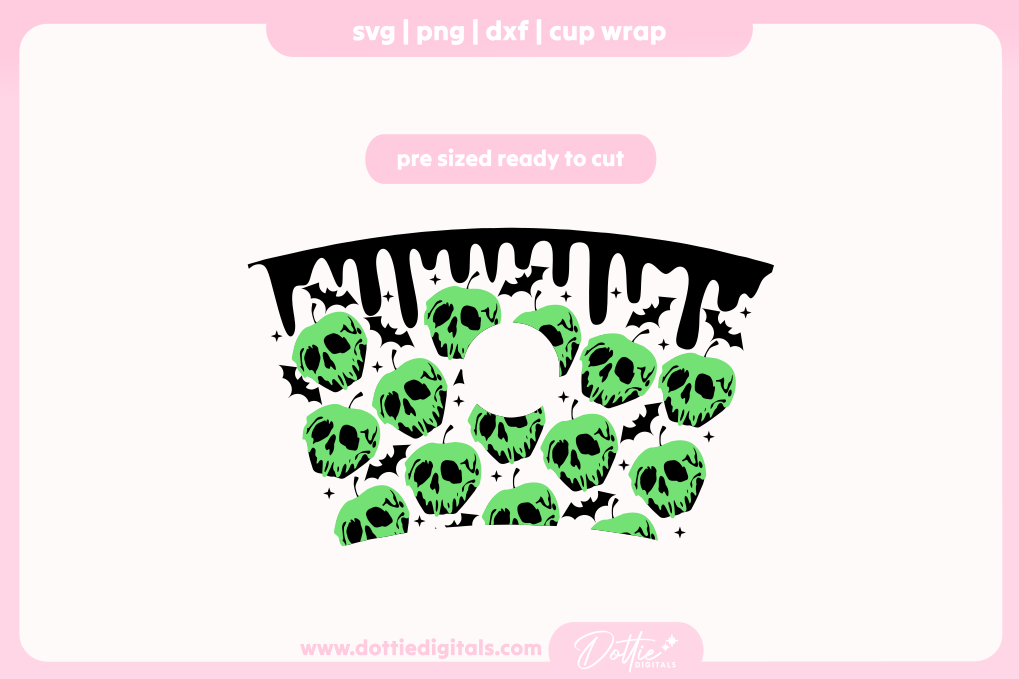 Poison Apple Skulls Halloween 24oz Starbucks Cold Cup SVG PNG