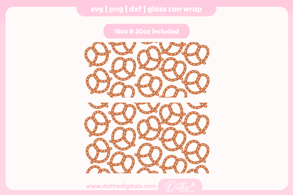 Pretzel 16oz & 20oz Libbey Glass Can Bundle SVG PNG
