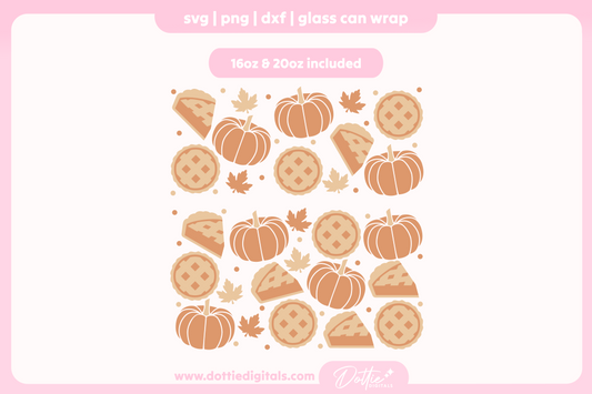 Autumn Pumpkin Pie 16oz & 20oz Libbey Glass Can Bundle SVG PNG
