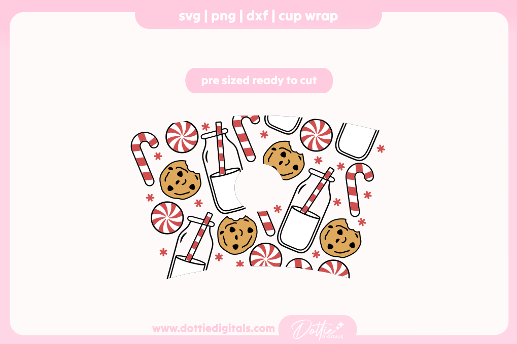 Red Design Christmas Milk n Cookies Festive Holiday 24oz Starbucks Cold Cup SVG PNG