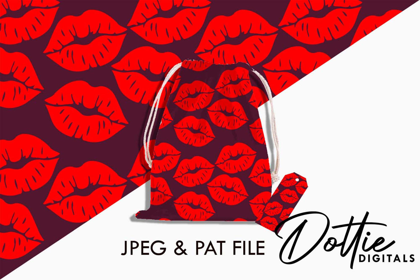 Red Lipstick Kisses Repeat Seamless Pattern