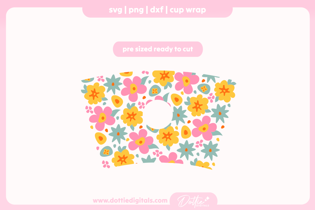 Retro Floral 24oz Starbucks Cold Cup SVG PNG