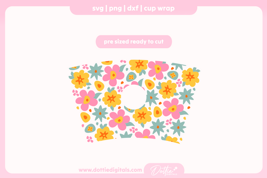 Retro Floral 24oz Starbucks Cold Cup SVG PNG