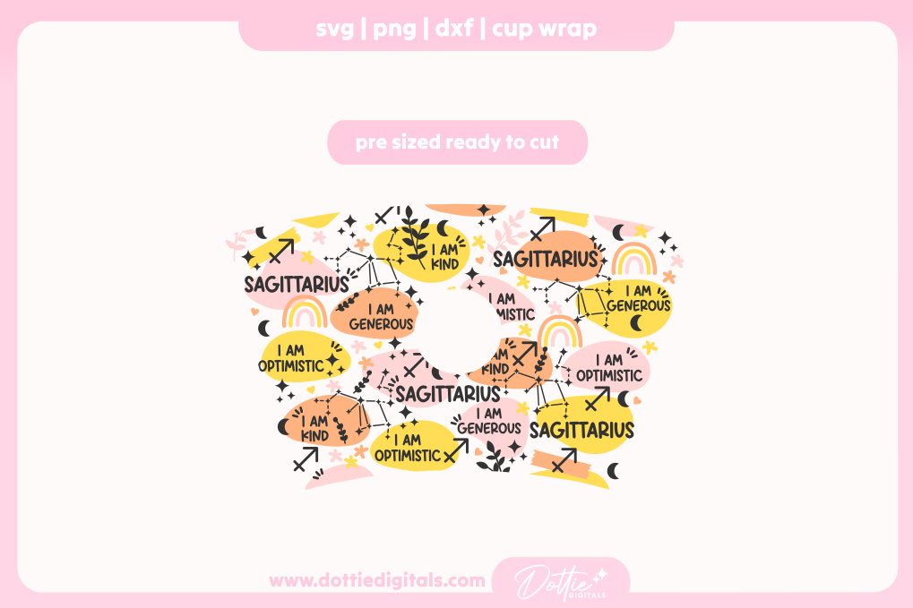 Sagittarius Star Sign Affirmations 24oz Starbucks Cold Cup SVG PNG