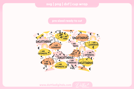 Sagittarius Star Sign Affirmations 24oz Starbucks Cold Cup SVG PNG