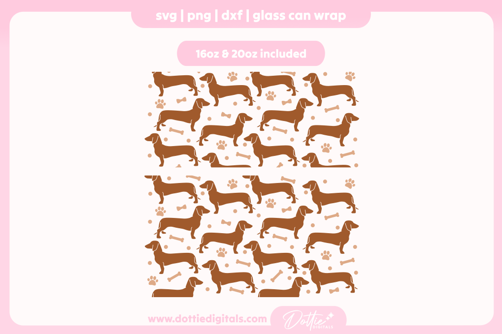 Sausage Dog 16oz & 20oz Libbey Glass Can Bundle SVG PNG