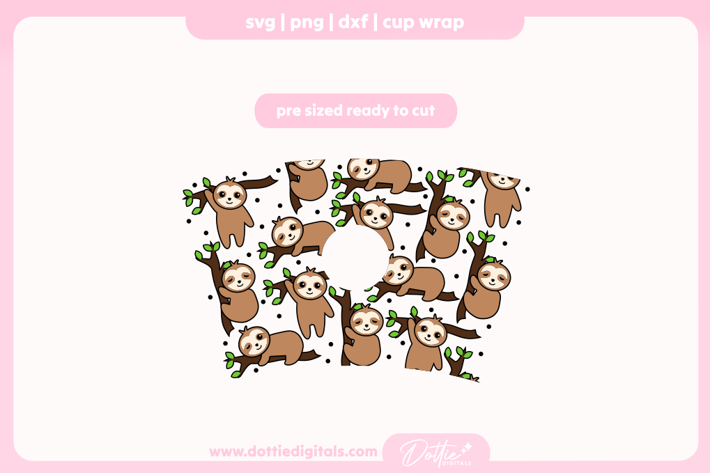 Sloths Sleepy Sloth 24oz Starbucks Cold Cup SVG PNG