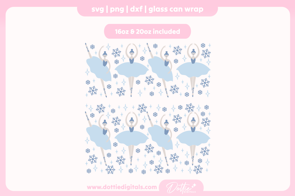 Nutcracker Snowflake Ballerinas 16oz & 20oz Libbey Glass Can Bundle SVG PNG