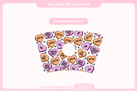 Halloween Spooky Love Hearts Halloween 24oz Starbucks Cold Cup SVG PNG