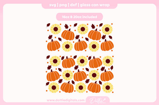 Fall Pumpkins and Sunflowers 16oz & 20oz Libbey Glass Can Bundle SVG PNG
