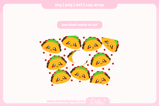 Happy Tacos Cute Face Mexican Tortillas 24oz Starbucks Cold Cup SVG PNG