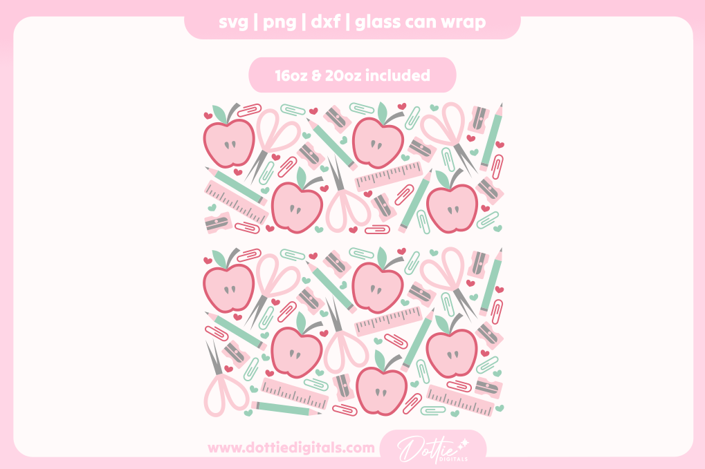 Cute Teacher 16oz & 20oz Libbey Glass Can Bundle SVG PNG