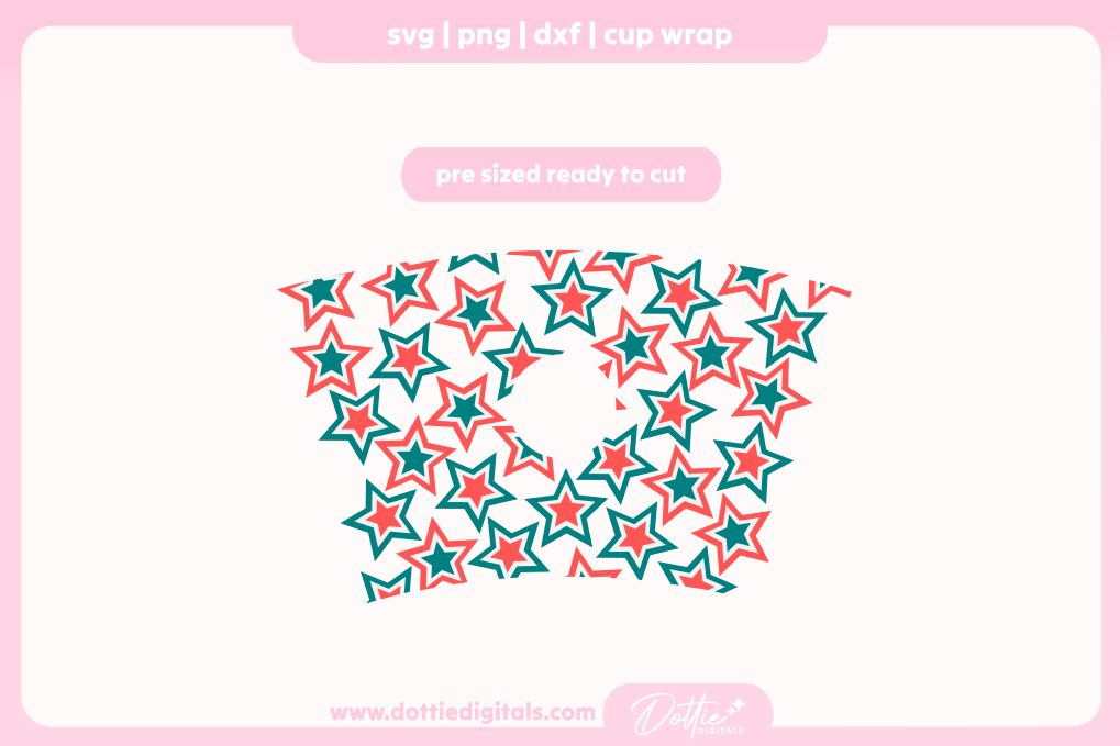 Star Pattern America 4th of July Independence Day 24oz Starbucks Cold Cup SVG PNG