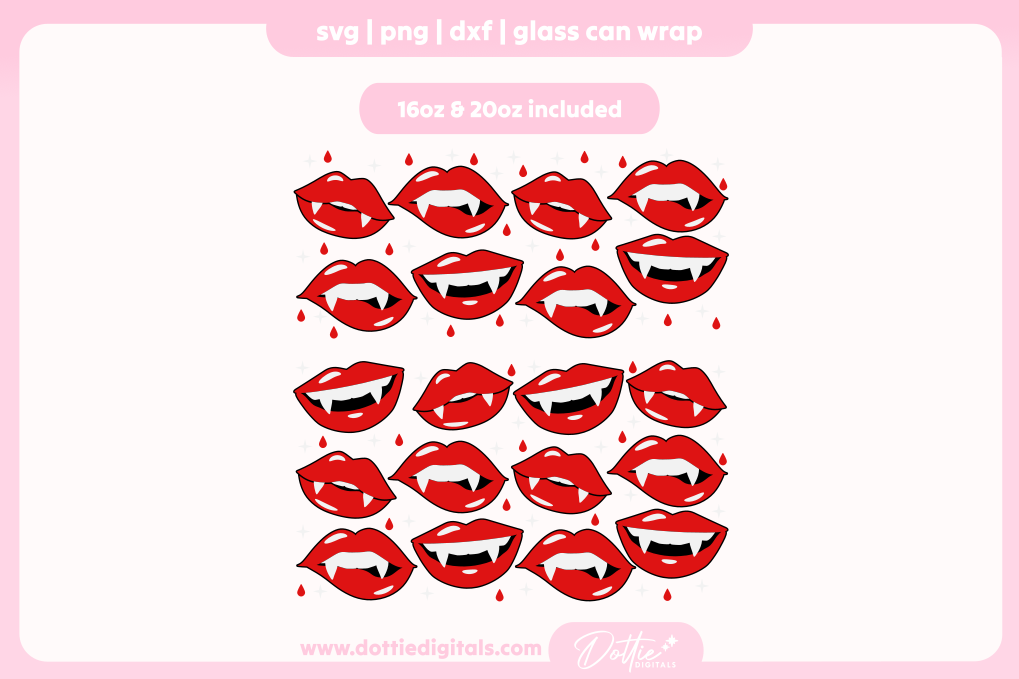 Halloween Vampire Teeth 16oz & 20oz Libbey Glass Can Bundle SVG PNG