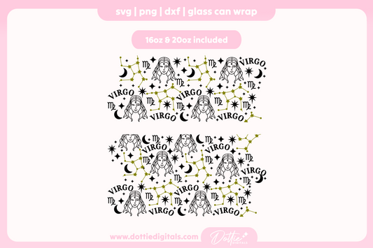 Virgo 16oz & 20oz Libbey Glass Can Bundle SVG PNG