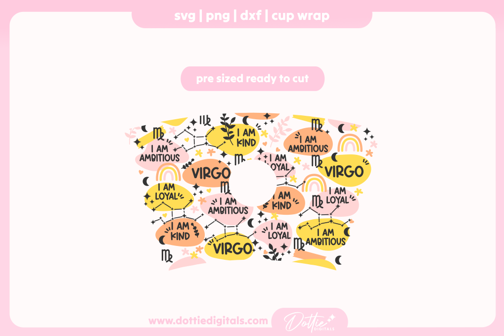 Virgo Star Sign Affirmations 24oz Starbucks Cold Cup SVG PNG