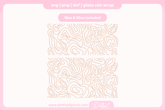 Wavy Swirls Pattern 16oz & 20oz Libbey Glass Can Bundle SVG PNG