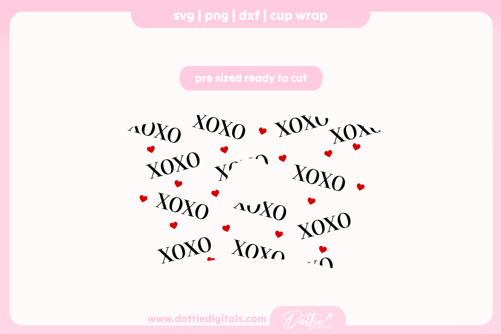 Chic Xoxo Hugs Kisses Valentines Day Romantic Hearts 24oz Starbucks Cold Cup SVG PNG
