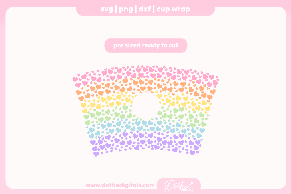 Rainbow Hearts Gay Pride LGBTQ 24oz Starbucks Cold Cup SVG PNG