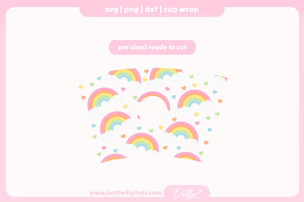 Rainbows with Clouds Gay Pride LGBTQ 24oz Starbucks Cold Cup SVG PNG