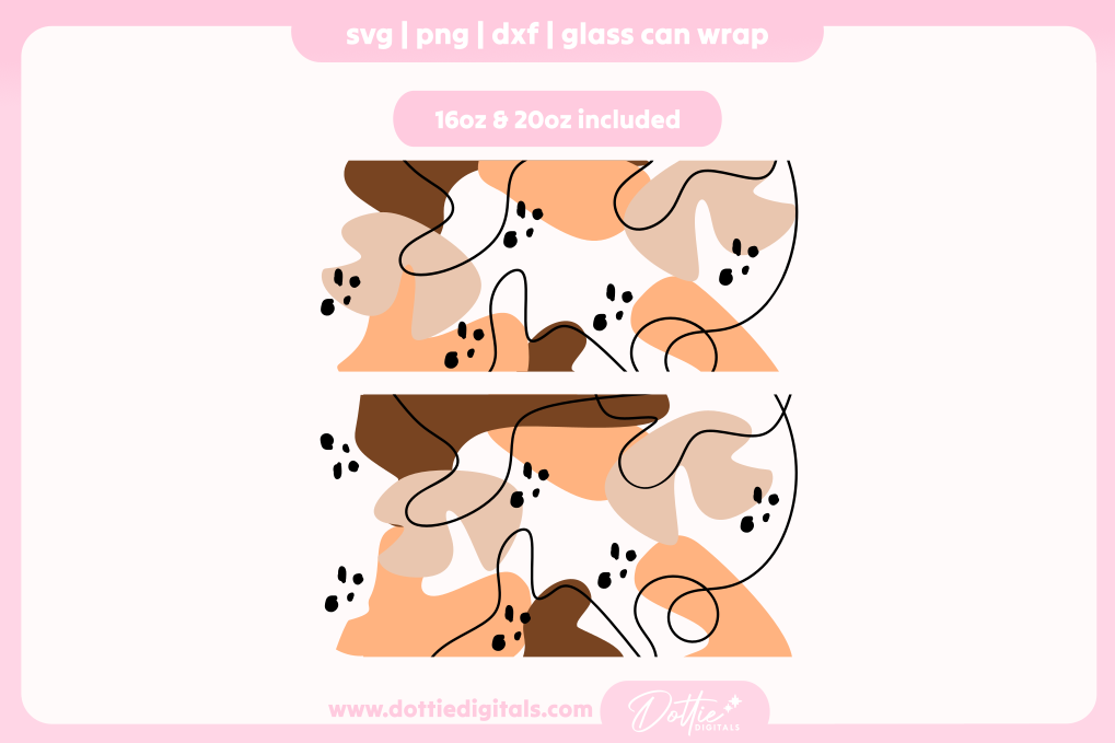 Abstract Pattern 16oz & 20oz Libbey Glass Can Bundle SVG PNG