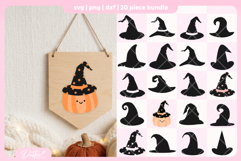 Witch Hats Bundle 20 SVGs PNGs
