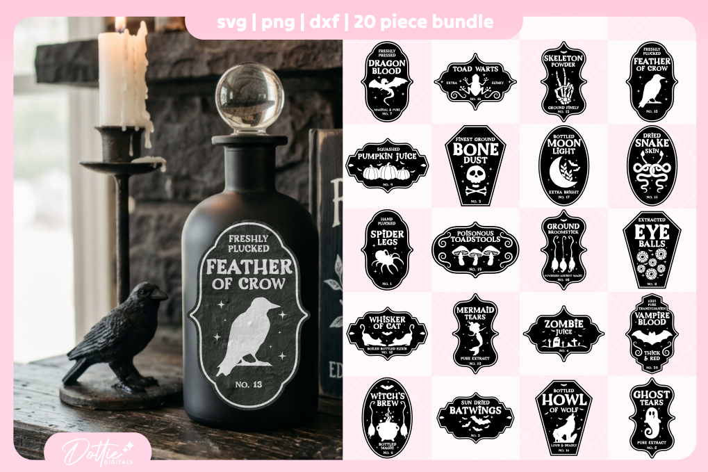 Black Potion Labels FREE SVG PNG Craft File
