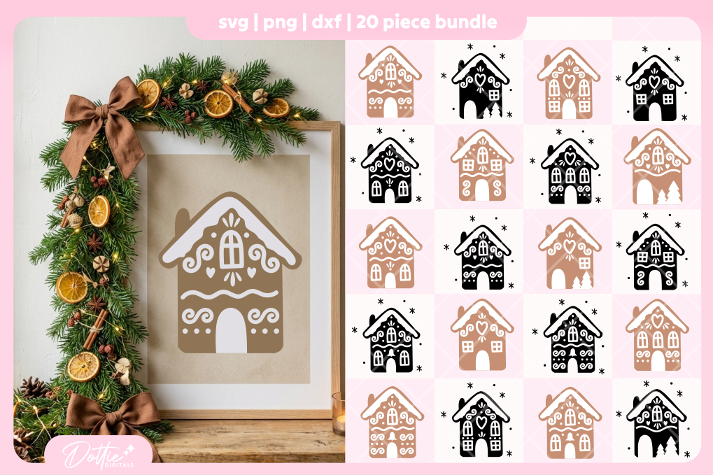 Gingerbread House Bundle 20 SVGs PNGs