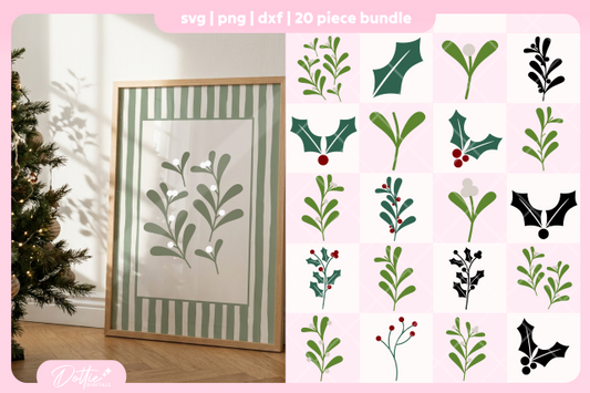 Holly + Mistletoe FREE SVG PNG Craft File