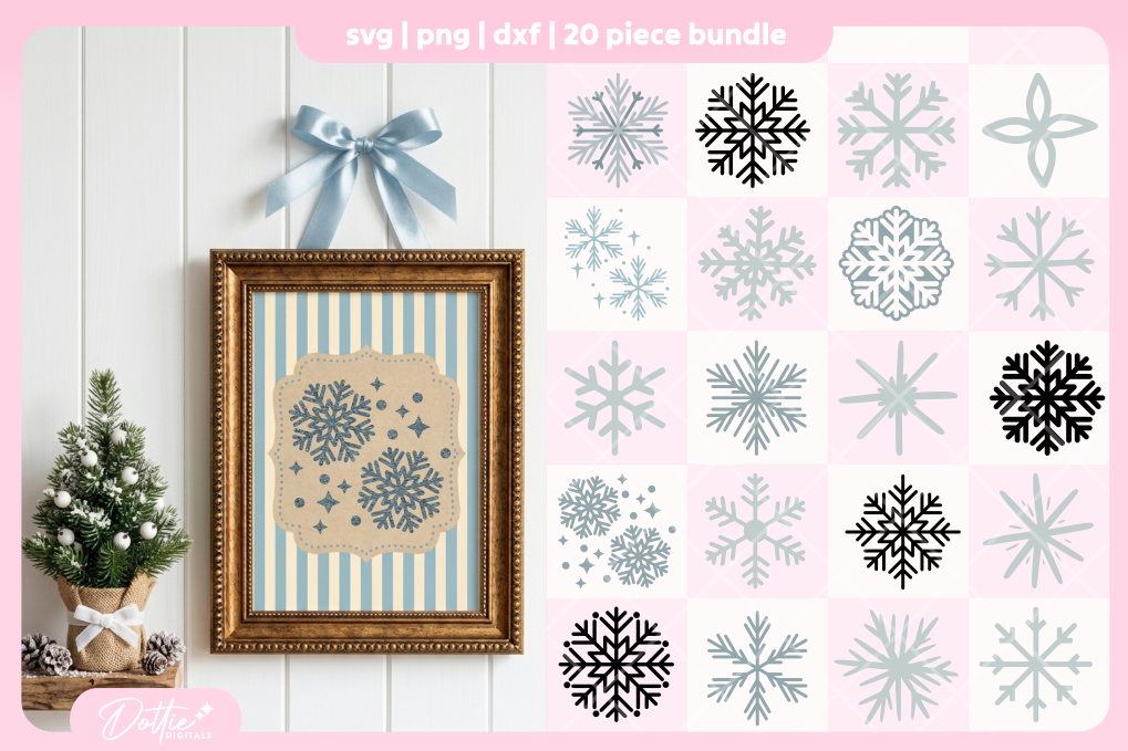 Snowflakes Bundle 20 SVGs PNGs