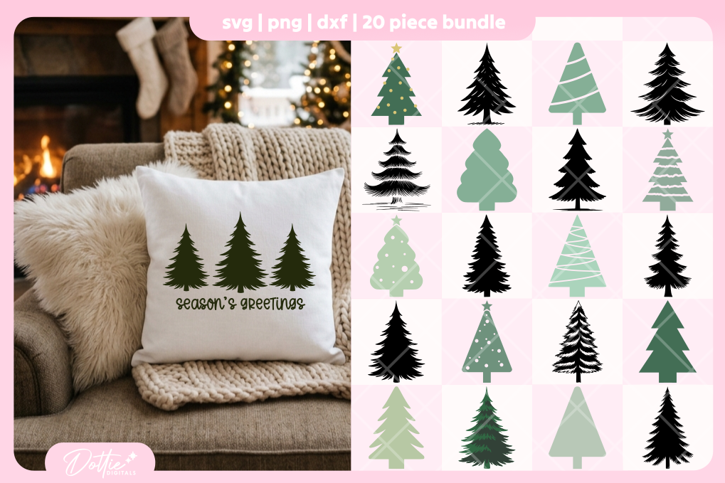 Christmas Trees Bundle 20 SVGs PNGs