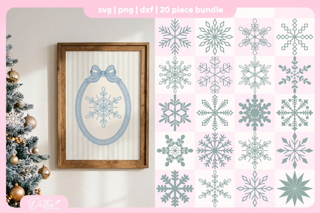 Snowflakes Bundle 20 SVGs PNGs