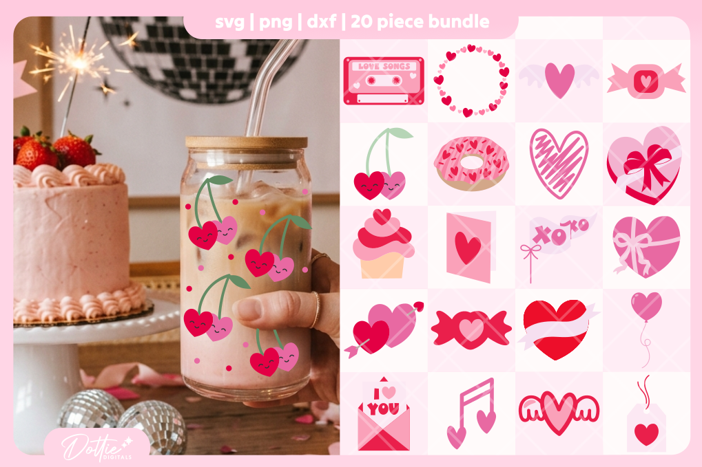 Valentine's Day Bundle 20 SVGs PNGs