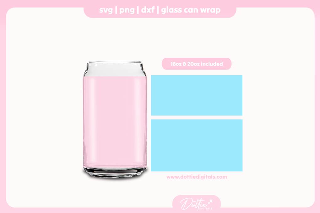 Blank Template For 16oz & 20oz Libbey Glass Can Bundle SVG PNG