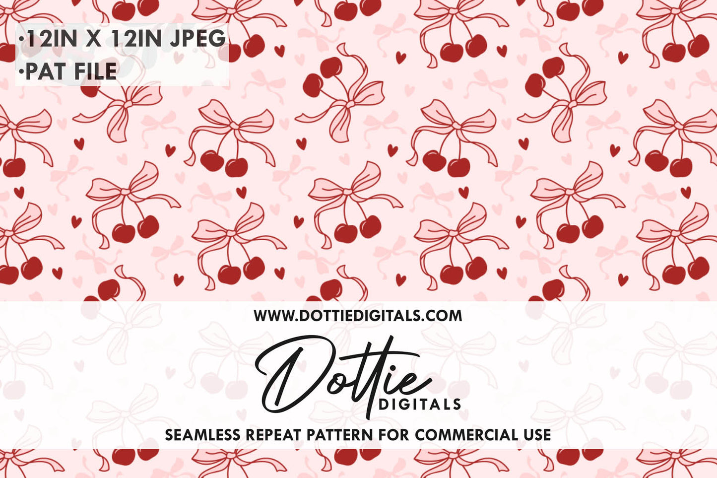 Cherry Bows Repeat Seamless Pattern